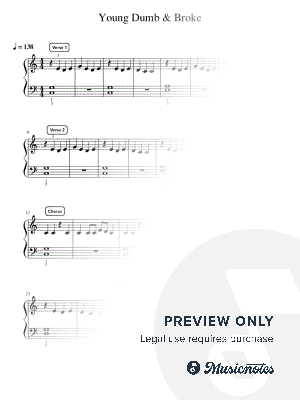 Young Dumb & Broke - Essentials by Simply Piano - Sheet Music