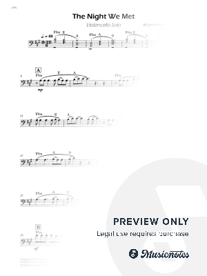 The Night We Met - Cello Solo - W/Chords (Full Score) by Sheet Music To Play Editions - Sheet Music