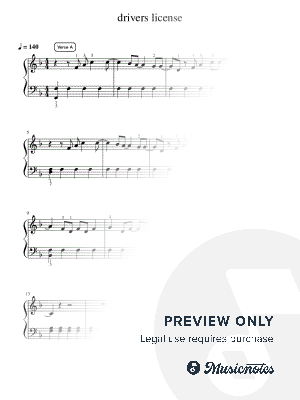 drivers license - Pre-Advanced by Simply Piano - Sheet Music