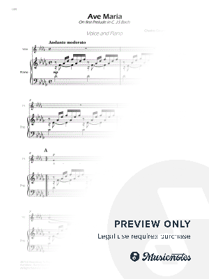 Ave Maria by Bach/Gounod - Voice and Piano - Db Major (Full Score and Parts)
