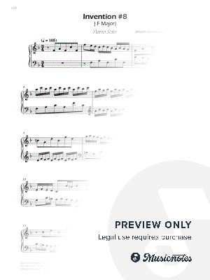 Invention No.8 in F Major - Piano Solo (Original Version) by Sheet Music To Play Editions - Sheet Music