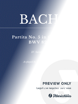 Bach: Partita No. 5 in G major, BWV 829: IV. Sarabande - As played By Víkingur Ólafsson by FRC Music - Sheet Music