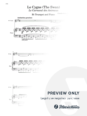 The Swan by Saint-Saens - Bb Trumpet and Piano (Full Score and Parts)