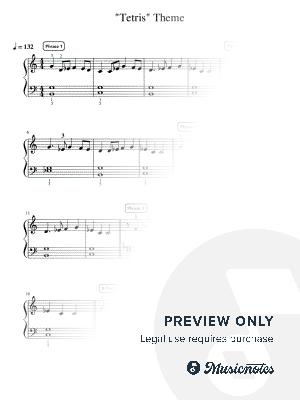 Tetris' Theme - Intermediate by Simply Piano - Sheet Music