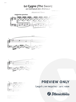 The Swan by Saint-Saens - Advanced Piano - W/Chords (Full Score) by Sheet Music To Play Editions - Sheet Music