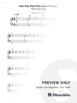 Can You Feel the Love Tonight - Very Easy Piano - W/Chords (Full Score) by Sheet Music To Play Editions - Sheet Music