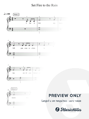 Set Fire to the Rain - Essentials by Simply Piano - Sheet Music