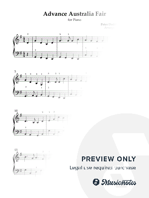 Advance Australia Fair - early intermediate piano