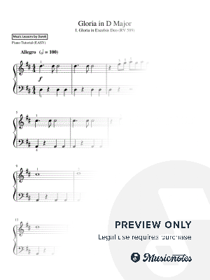 Gloria in D Major | Antonio Vivaldi | Easy Piano | Gloria in Excelsis Deo (RV 589) | Simple Baroque Music for Pianists | Sheet Music for Novice Players
