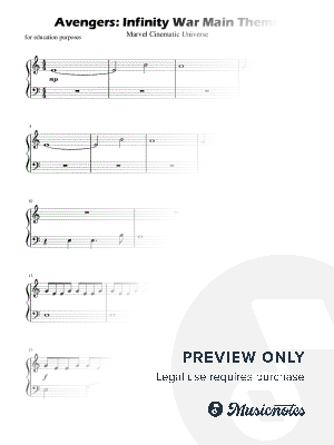 Infinity War from Avengers (Grade 1) Easy Piano Solo Sheet Music with Note Names