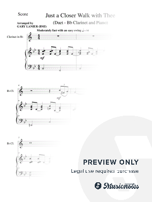 Just a Closer Walk With Thee (Clarinet and Piano) by The Lanier Company  - Sheet Music
