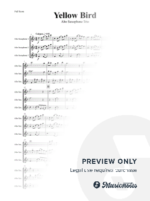 Yellow Bird - Haitian Folk Song Calypso - Alto Saxophone Trio