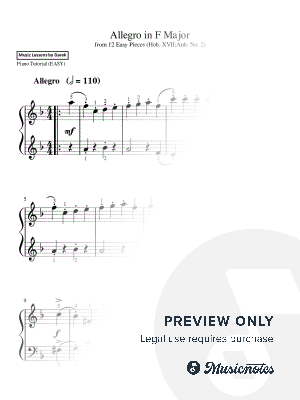 Allegro in F Major from 12 Easy Pieces | Joseph Haydn | Easy Piano Sheet Music | Hob. XVII:Anh: No. 2 | Classical Period |...