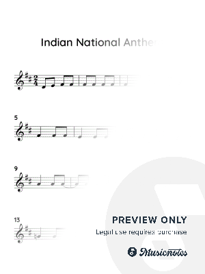 Indian National Anthem, Jana Gana Mana easy violin by HTP TV - Sheet Music