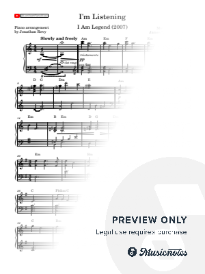 I Am Legend - I'm Listening - Piano Solo