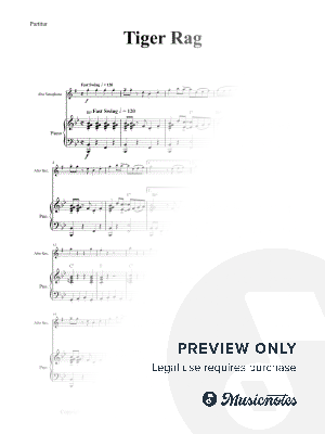 Tiger Rag - Jazz Classic - Piano and Alto Saxophone - Bb by The-Hit-Factory.com - Thomas H. Graf - Sheet Music
