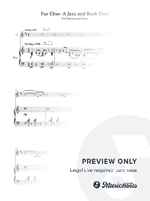 "Fur Elise" by Beethoven. A Jazz and Rock Duet- Clarinet and Piano. Arr Grant Horsley