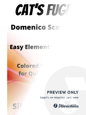 Cat's Fugue Easy Elementary Piano Sheet Music with Colored Notation by SilverTonalities - Sheet Music