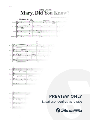 Mary, did you know? - String Quartet - G