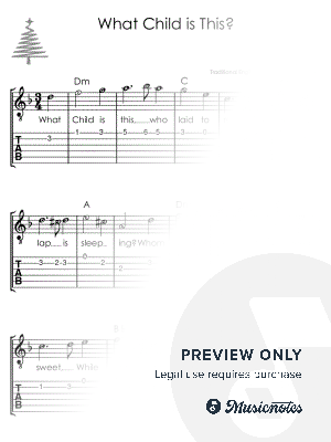 What Child is This I GUITAR Sheet Music with Letters TAB Chords Lyrics for Beginners 