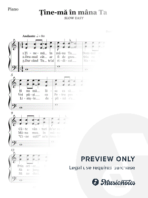 Tine-ma in mana Ta (SLOW EASY PIANO and VOICE) by Andantino Studio - Sheet Music