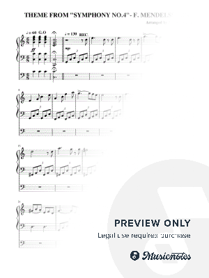 THEME FROM "SYMPHONY N.4" (EASY ORGAN - C VERSION) - F. MENDELSSOHN
