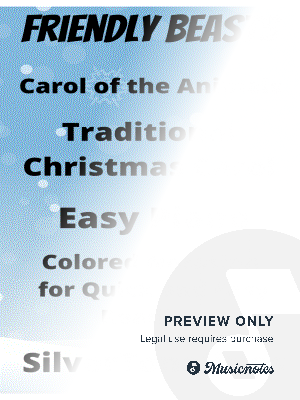  The Friendly Beasts Carol of the Animals Easy Piano Sheet Music with Colored Notation