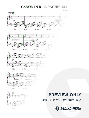 CANON IN D (EASY PIANO - C VERSION) - J. PACHELBEL by Juliano Music - Sheet Music