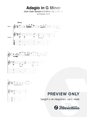 Adagio in G Minor (from Violin Sonata in G Minor, Op. 5, No. 5) for flute and guitar by Mark Phillips - Sheet Music