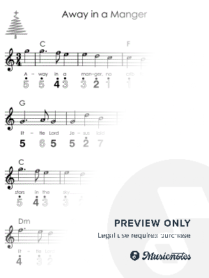 Away in a Manger Easy Kalimba Christmas Sheet Music for Beginners