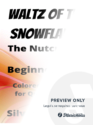 Waltz of the Snowflakes Nutcracker Beginner Piano Sheet Music with Colored Notation