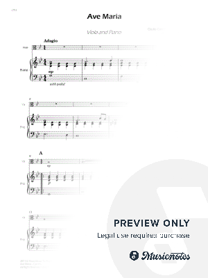 Caccini - Ave Maria - Viola and Piano (Full Score and Parts) by Sheet Music To Play Editions - Sheet Music