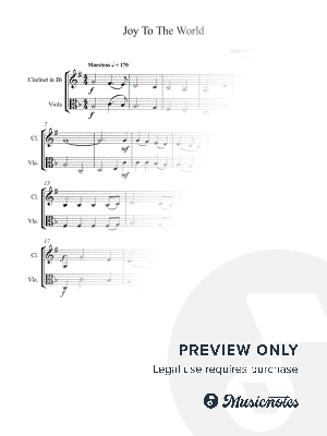 Joy To The World - Christmas Carol - easy Clarinet & Viola Duet