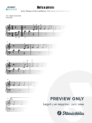 He's a Pirate - Piano Cover for Beginner (1/5) - version 01 - with teacher accompaniment by piano-arrangements | Jakob Lin...