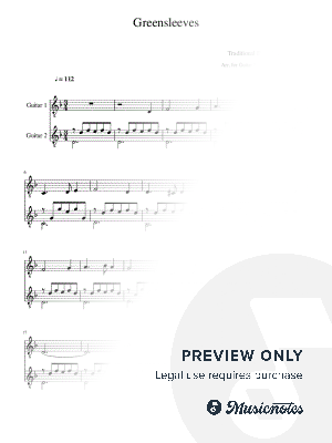 Greensleeves - Traditional English Folk Song, Arr. for Guitar Duet, updated 2023