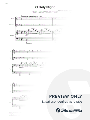 O Holy Night - Flute, Cello and Piano (Full Score and Parts)