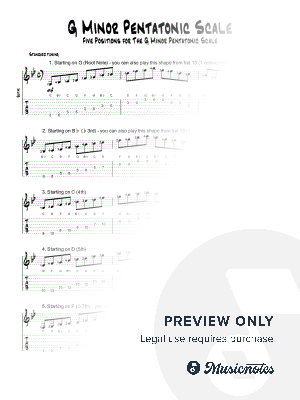 G Minor Pentatonic Scale (Five Positions)