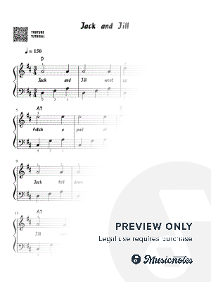 Jack and Jill | Easy Piano Sheet Music| Children's Song | Easy Arrangement | Lyrics, Fingering, Chords Included | Beginner...