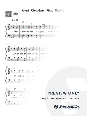 Good Christian Men, Rejoice | Easy Piano | Christmas Carol | Simplified Arrangement for Beginner Pianists | Simple Sheet Music | Lyrics, Fingering, Chords Included | Beginner Version | Piano | Keyboard | Easy Arrangement | Video Tutorial | Holiday Carol
