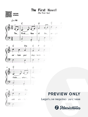 The First Nowell (The First Noel) | Easy Piano | Christmas Carol | Simplified Arrangement for Beginner Pianists | Simple Sheet Music | Lyrics, Fingering, Chords Included | Beginner Version | Piano | Keyboard | Easy Arrangement | Video Tutorial