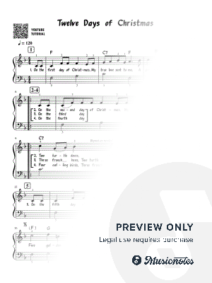 Twelve Days of Christmas | Easy Piano | Christmas Carol | Simplified Arrangement for Beginner Pianists | Simple Sheet Musi...