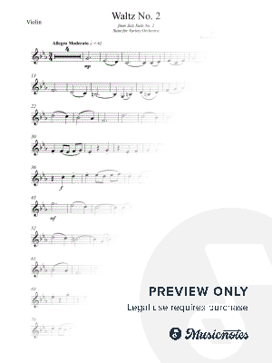 Waltz No.2 - Dimitri Schostakovich - EASY Solo Violin by Charlene Elisha Gregory - Sheet Music