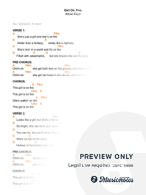 Girl on Fire by Francesca Williams - Sheet Music