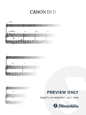 Pachelbel • Canon in D • flute sheet music w/ piano accompaniment [chords]