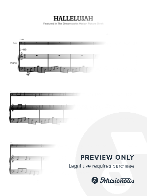 Cohen • Hallelujah from Shrek Soundtrack • tuba sheet music with piano accompaniment