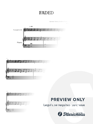 Alan Walker • Faded • trumpet sheet music w/ piano accompaniment