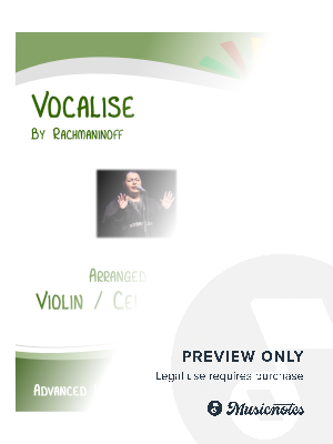 Vocalise (Rachmaninoff) - violin and cello duet and piano with FREE BACKING TRACK by Austin Ralphson - Sheet Music