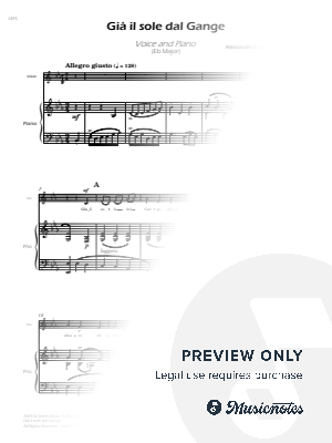 Scarlatti - Già il sole dal Gange - Voice and Piano - Eb Major by Sheet Music To Play Editions - Sheet Music