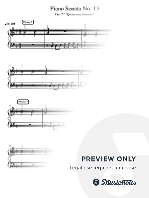 Piano Sonata No. 13 Op. 27 "Quasi una fantasia" - Pre-Advanced by Simply Piano - Sheet Music