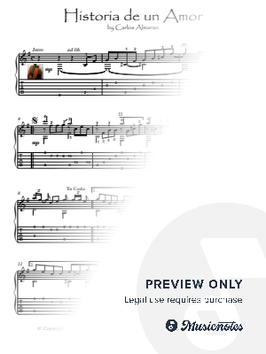 Historia De Un Amor classical guitar solo score by Museus - Sheet Music